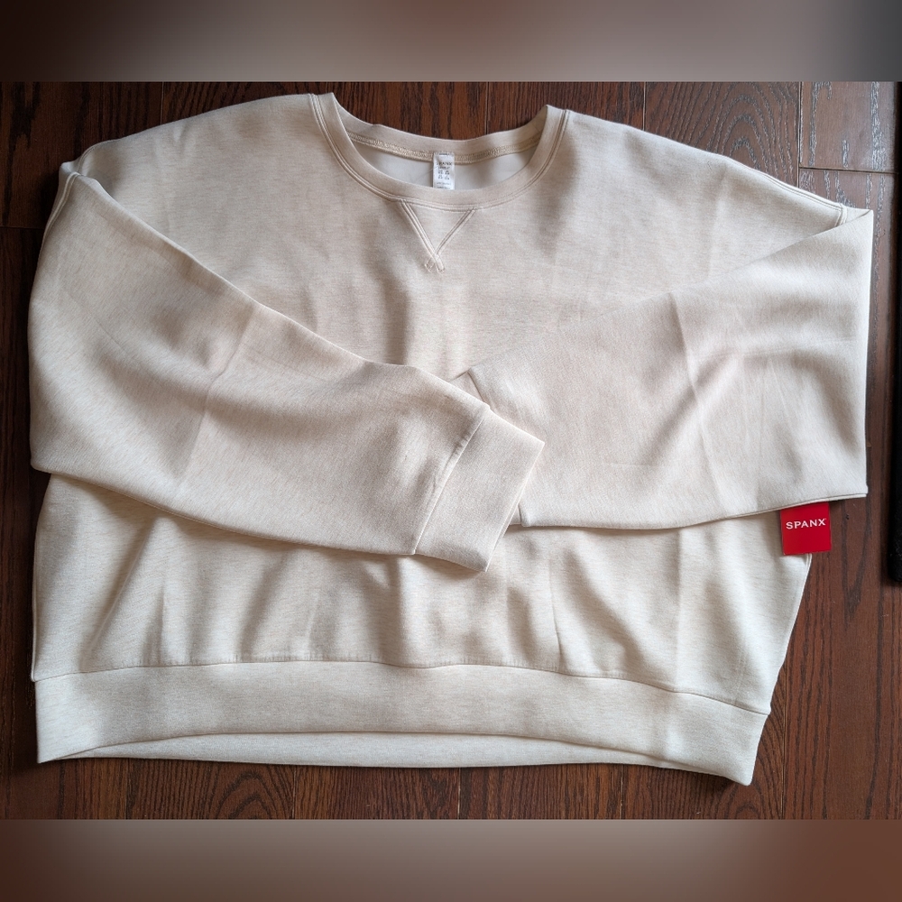 SPANX Women's New Air Essentials Crew Cream Crewneck Sweater 3X Sporty Comfy Lou